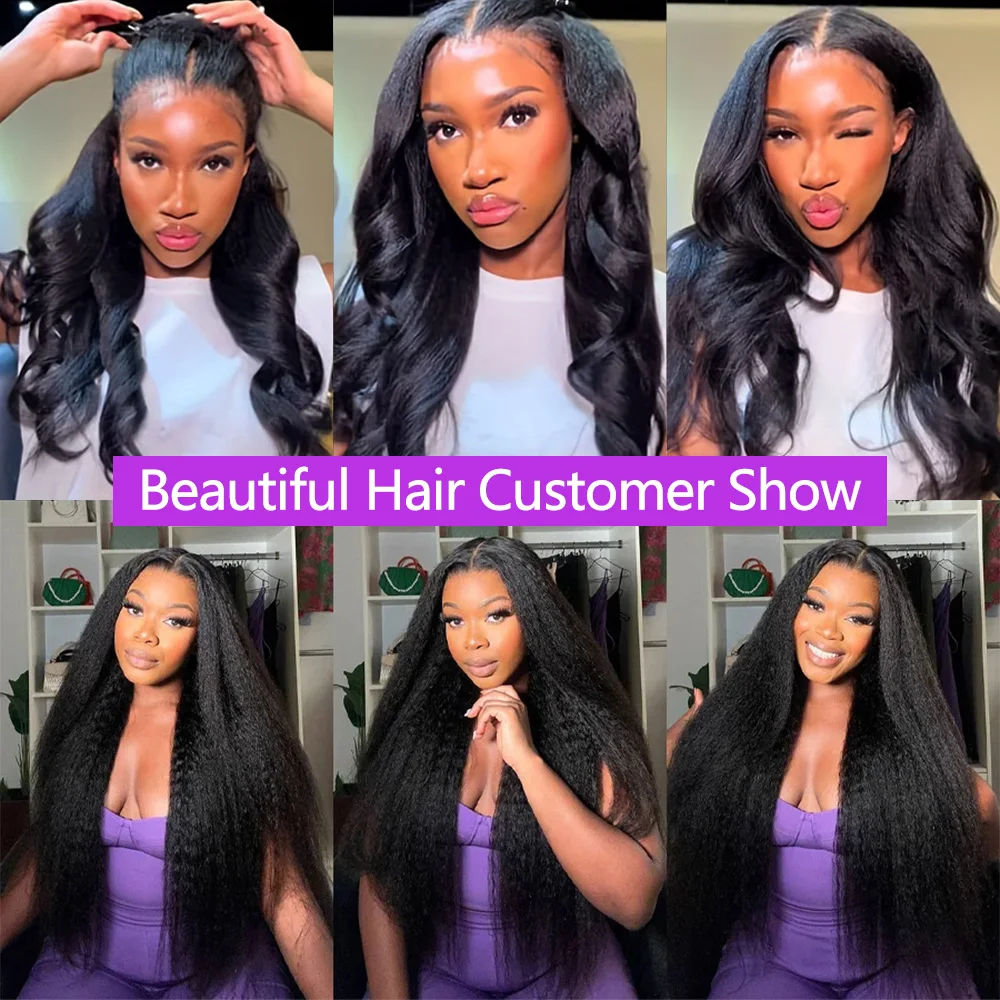 Kinky Straight Hair Bundles with Closures Yaki Human Hair Bundles with Closure 12-32inch Brazilian Raw Hair Bundles with Closure