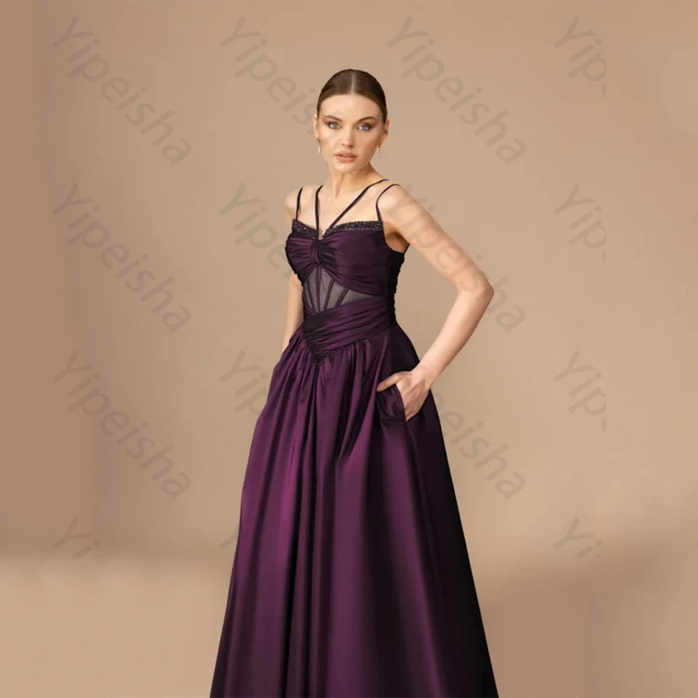 Abiti da sera classici di alta qualità in raso per abito da ballo senza maniche con scollo a V lungo fino al pavimento Abiti da festa personalizzati