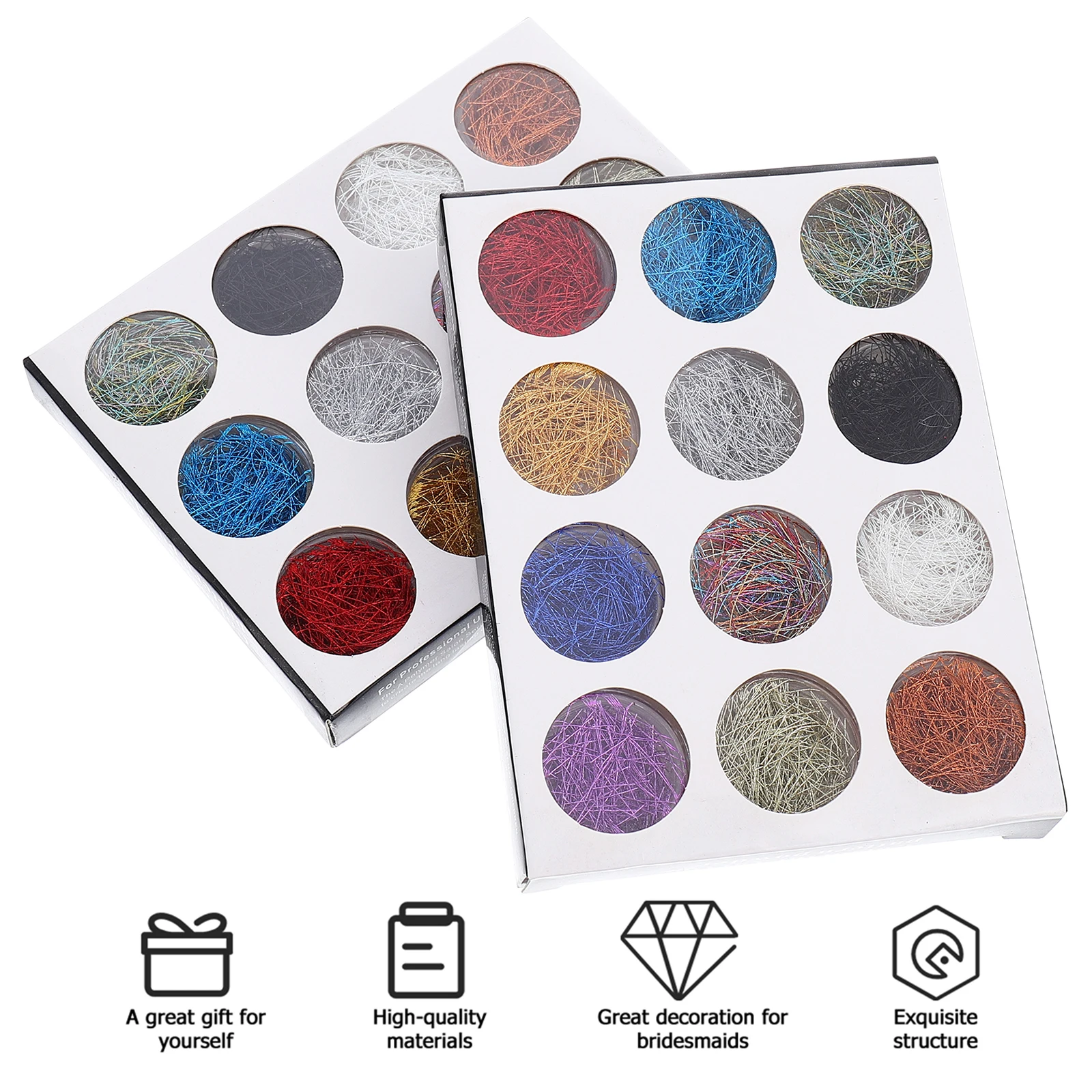 

2 Boxes Decoration Glitter Powder Strips Jewelry Making Accessories Home Manicure Gilding Colorful Foil Wire Metallic Leaf Silk