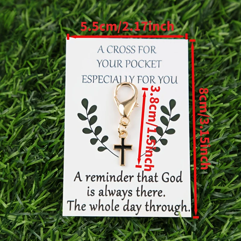 10pcs Cross Keychain Set with Inspirational Cards – Lucky Charm Gift for Christmas Halloween, Multicolored Random Style
