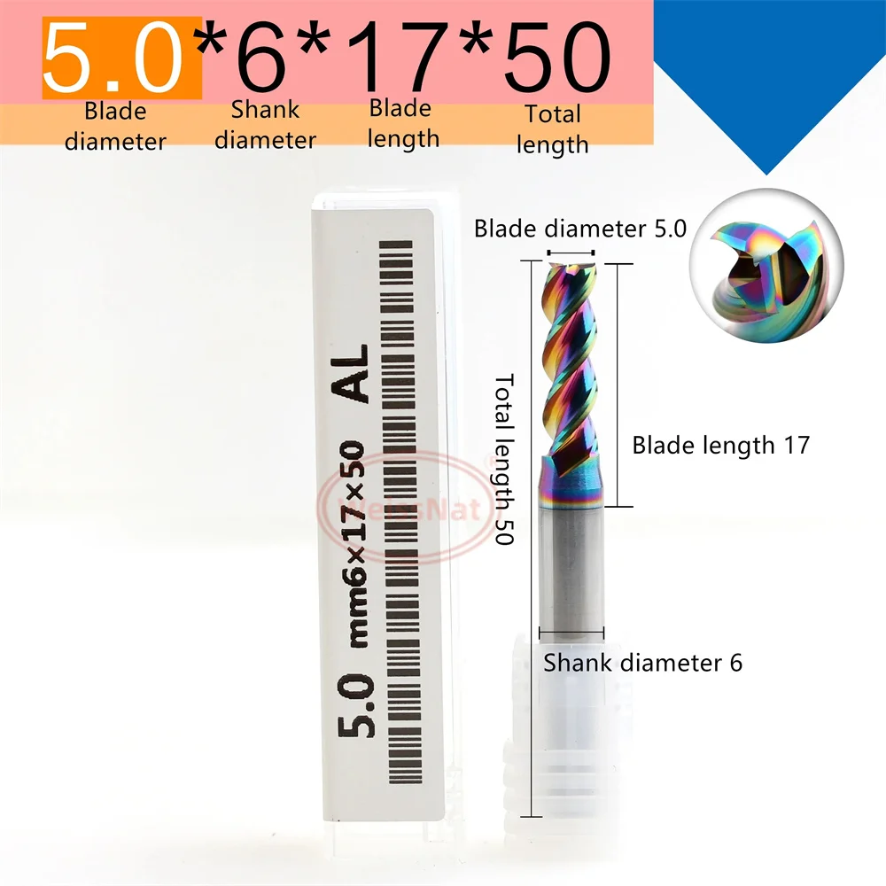 DESKAR 3F 5.0x6x17x50L 6.0x6x17x50L AL Endmills، مطحنة نهاية vhm للألمنيوم