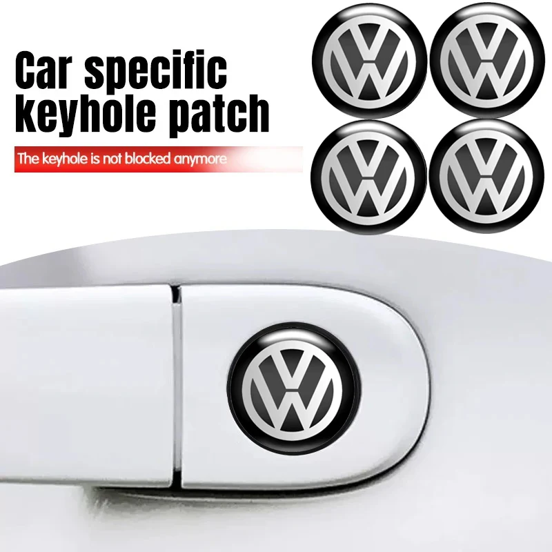 Car Door Handle Lock Keyhole Stickers Emblem For Volkswagen VW R-line GTI R Polo Golf Touareg Passat Magotan Tiguan Jetta Bora