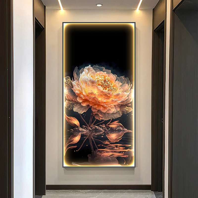 Modern Wall Lamps LED Light Luxury Entrance Decoration  flower Painting Hanging Mural Simple Stair Lighting Fixture Luster