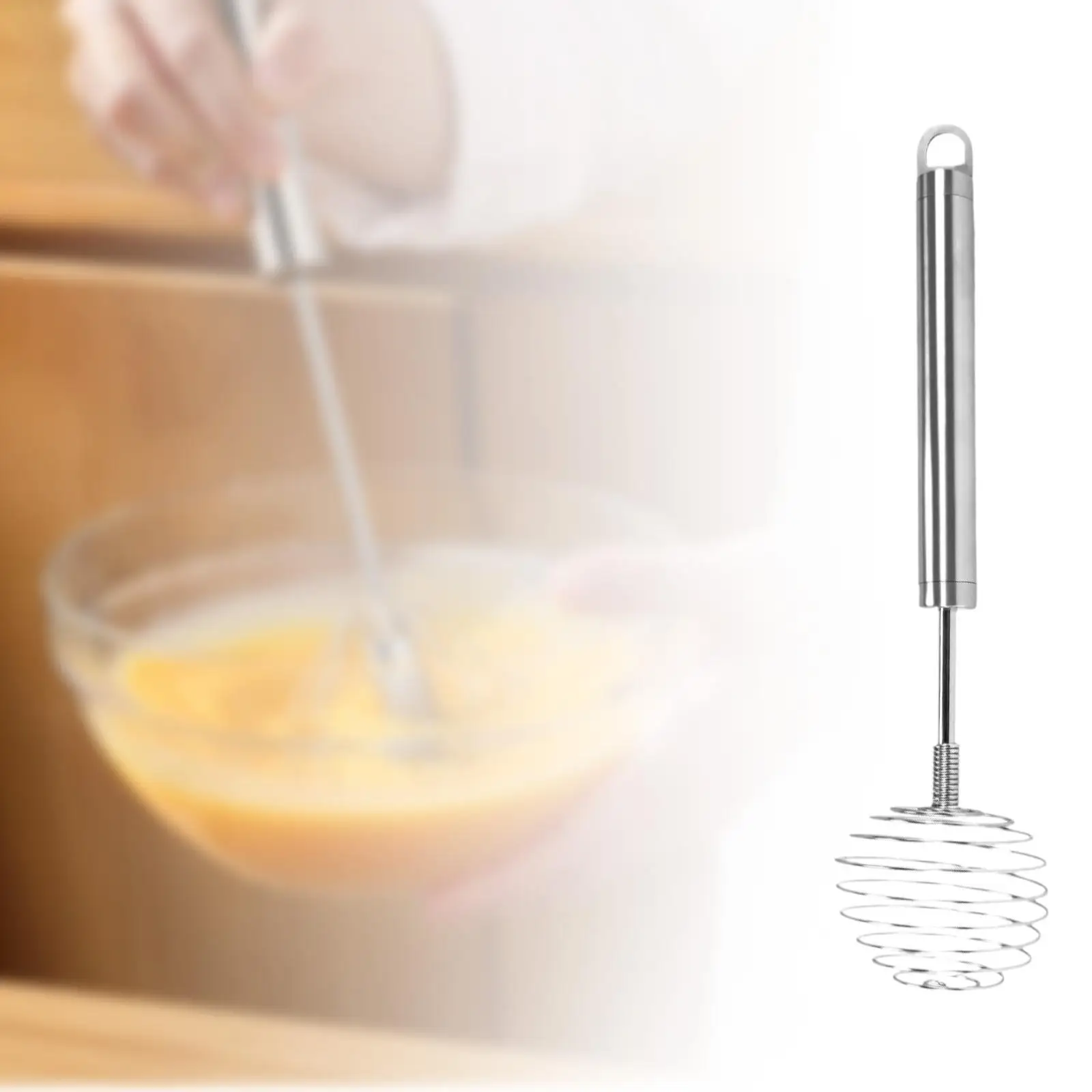 Stainless Steel Egg Whisk Kitchen Tools Stainless Steel Egg Mixer Hand Push Whisk Whisking Egg Beater Hand Mixer Spring Whisk