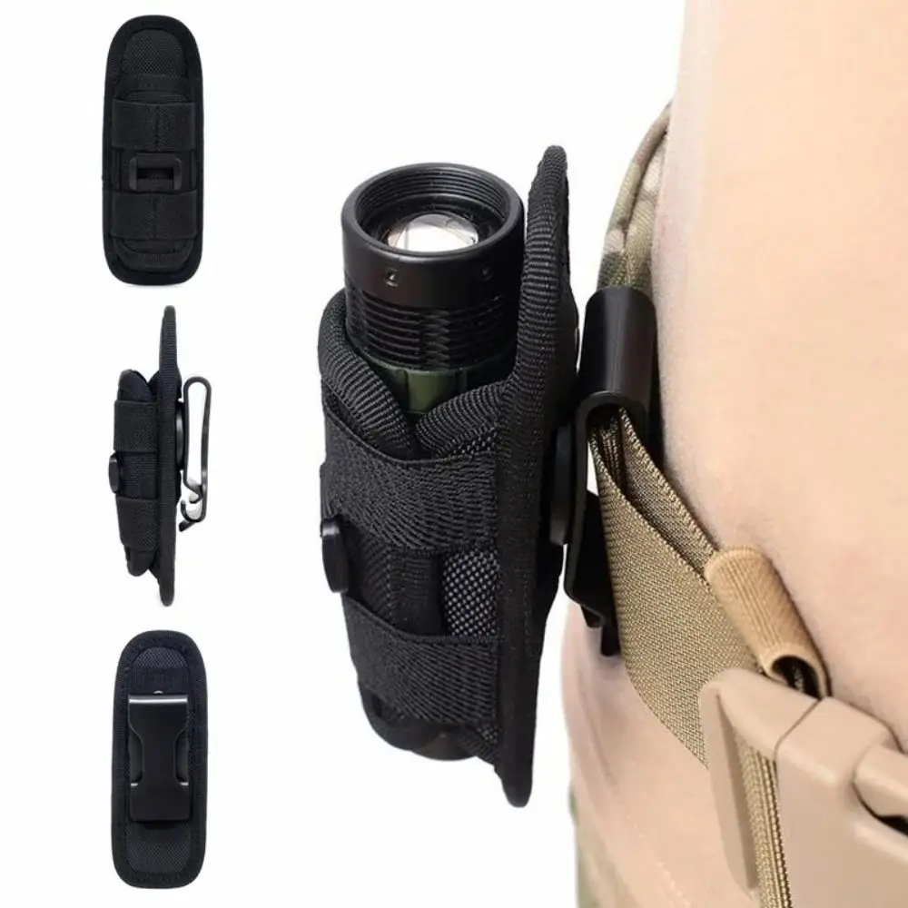 

Nylon Molle Flashlight Pouch Holster Hunting Outdoor Flashlight Cover 360 Degrees Rotatable Lighting Accessory Torch Case