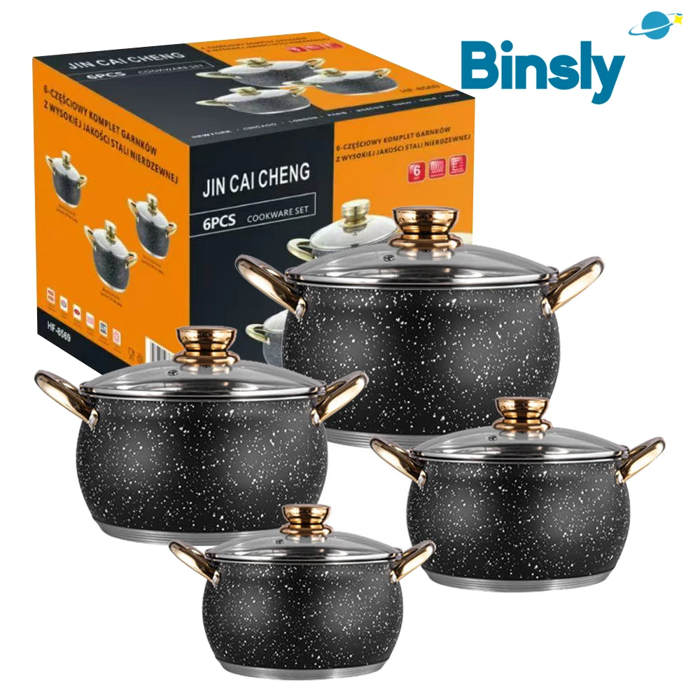 Modern Design Nonstick Cookware Set Premium Stainless Steel Soup Pot Set with Glass Lids Household Cooking Pots Dishwasher Safe