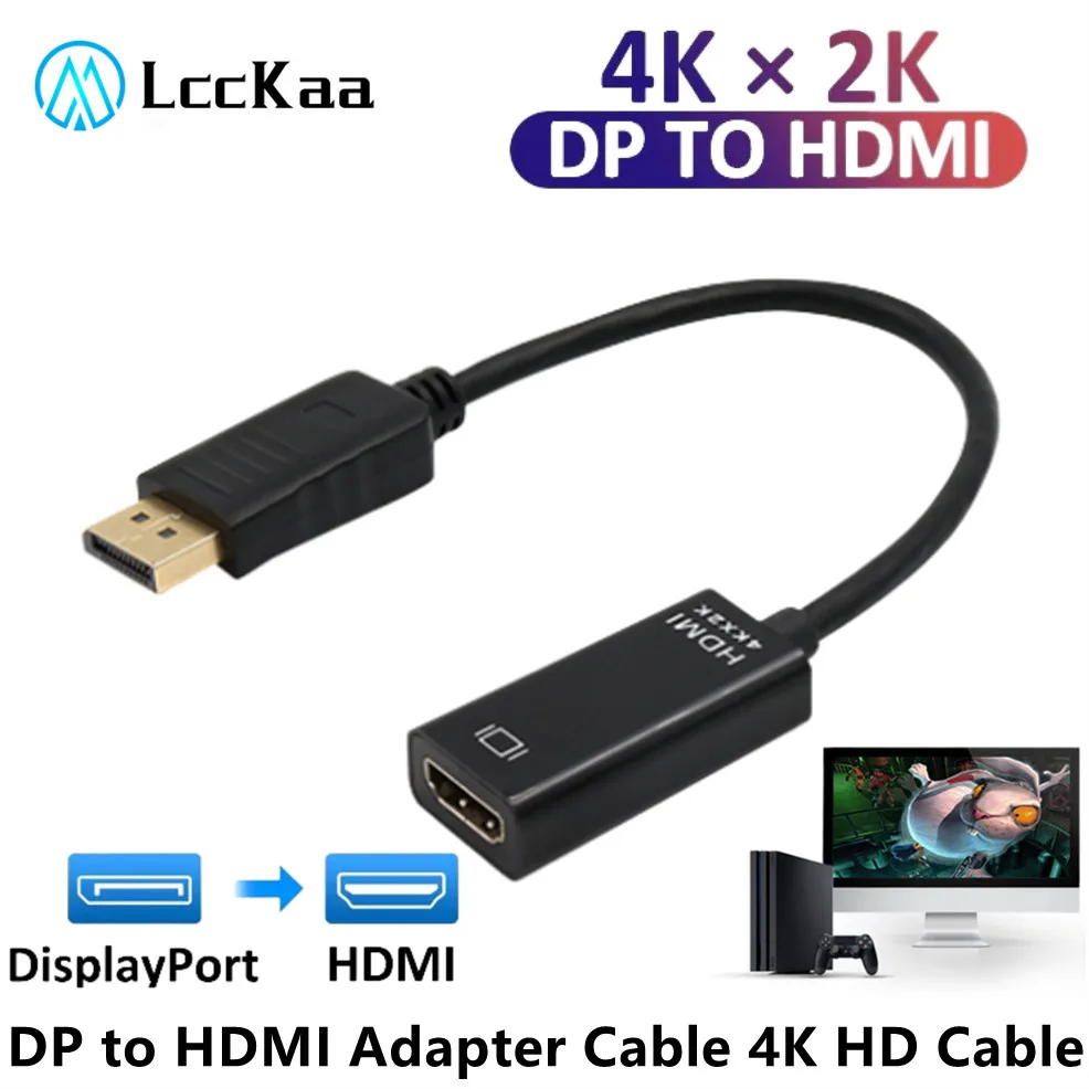 Konwerter adaptera DP na HDMI 4K 1080P męski na żeński kabel adaptera Video Audio zgodny z DisplayPort na HDMI do laptopa PC TV