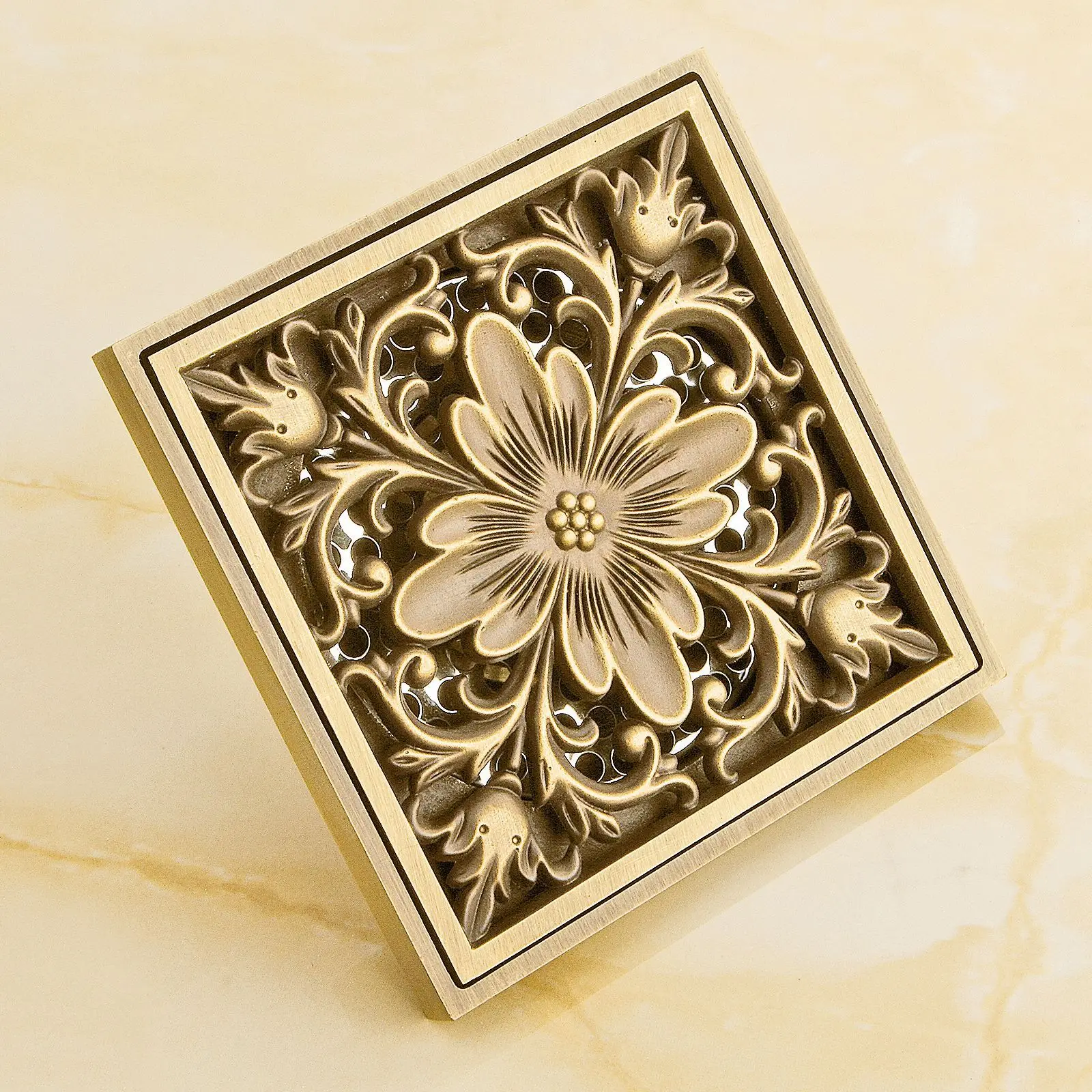 Euro Square Floor Drains Antique Brass Shower Hardware bathroom accessories Floor Drain Deodorant Floor Drain Strainer Cover 10