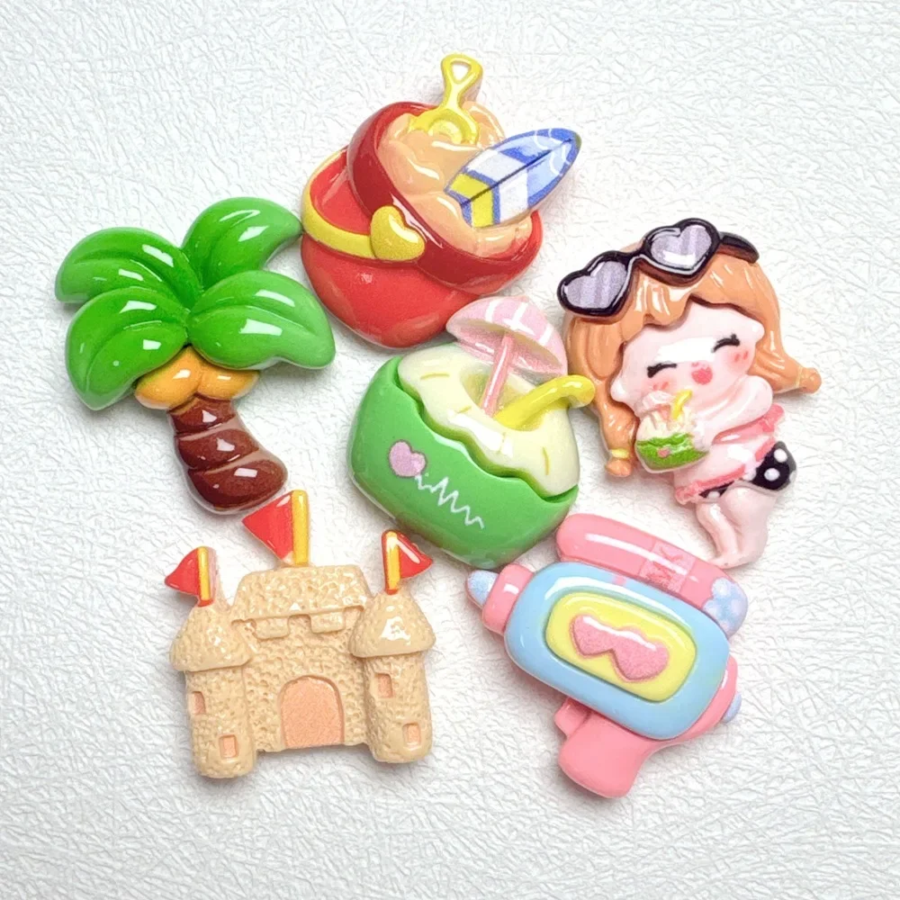 10 Pcs Kawaii Mini Castle Beach Resin Figure Ornament for DIY Craft Dollhouse Car Decoration Desktop Cute Fridge Magnet Toy Gift