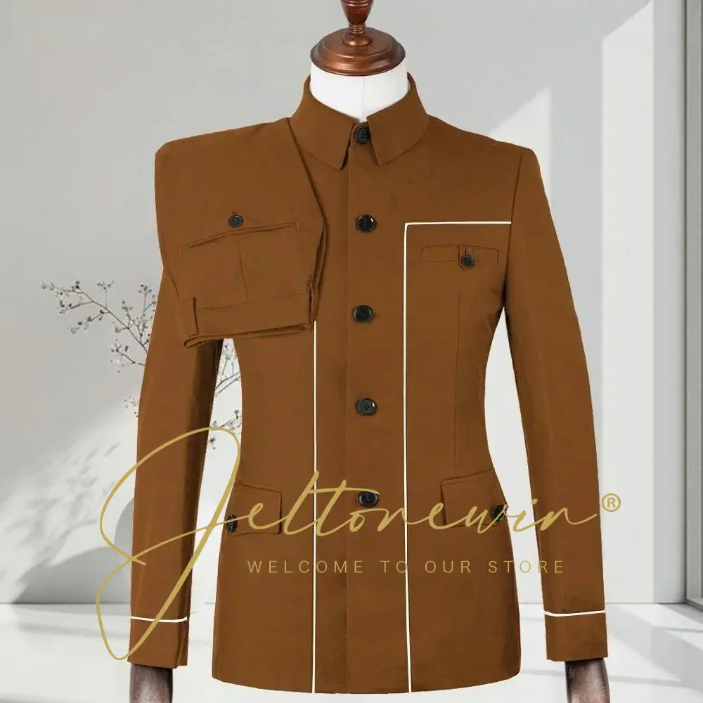 

Новое поступление, костюмы для мужчин, модные вечерние официальные наряды, мужская одежда для свадебной вечеринки, элегантный пиджак, брюки, комплекты из двух предметов