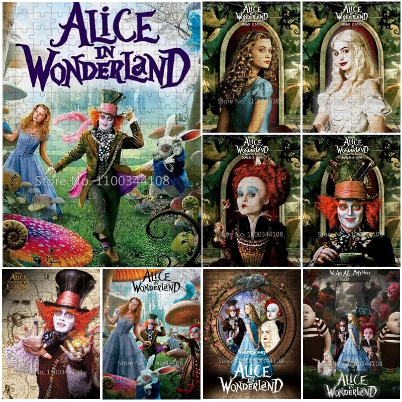 Alice In Wonderland ปริศนา Disney 300/500/1000 ชิ้นจิ๊กซอว์ปริศนาสําหรับผู้ใหญ่ Decompression ของเล่นเด็ก Intelligence เกม