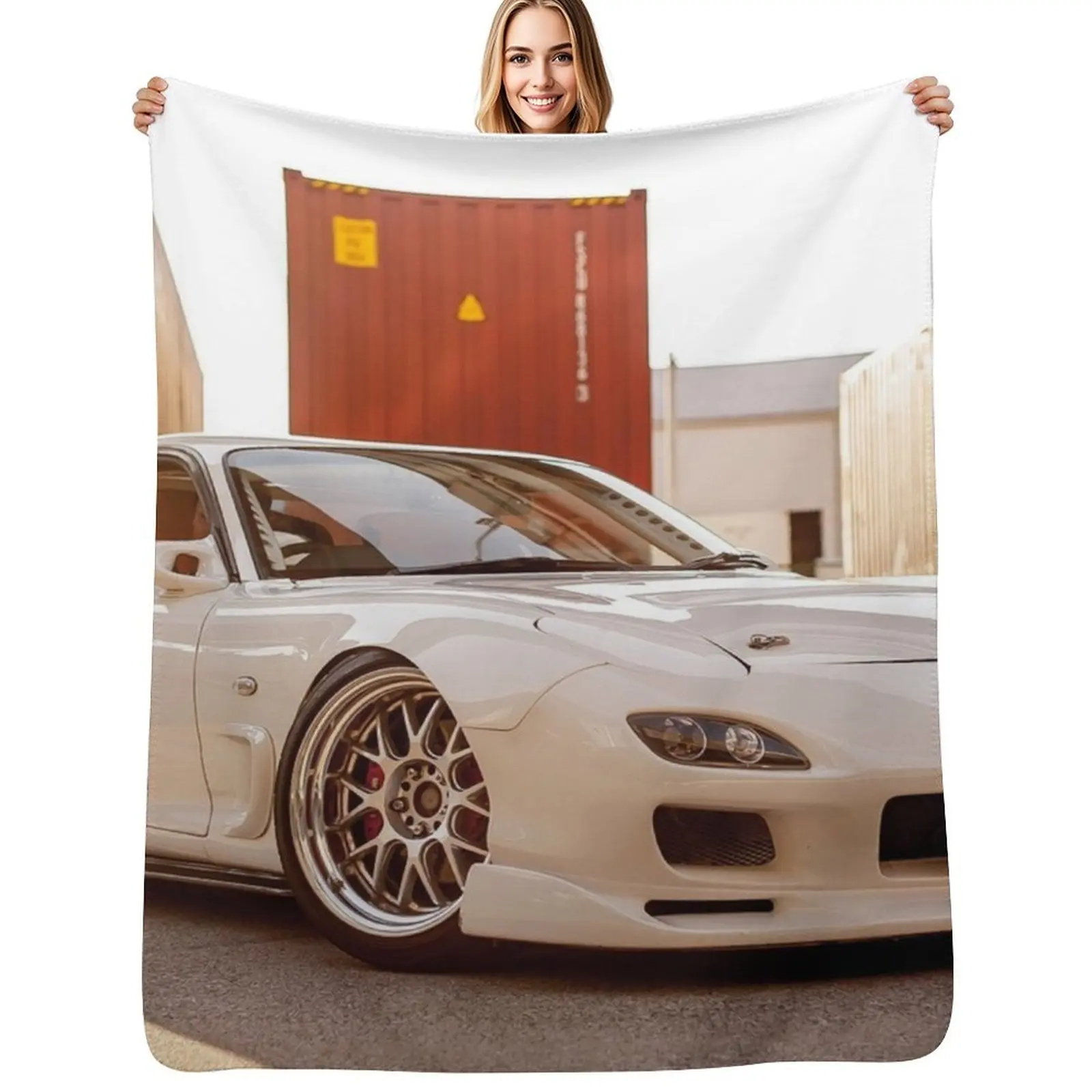 

White Rx7 FD Throw Blanket Reusable Durable Soft Blanket for All Seasons