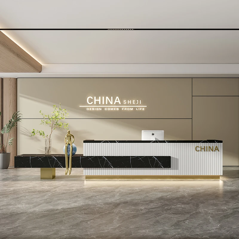 

Modern Executive Reception Desk Cash Counter Hotel Counter Commercial Clinic Reception Desk Luxury Meuble Caisse Furniture HDH