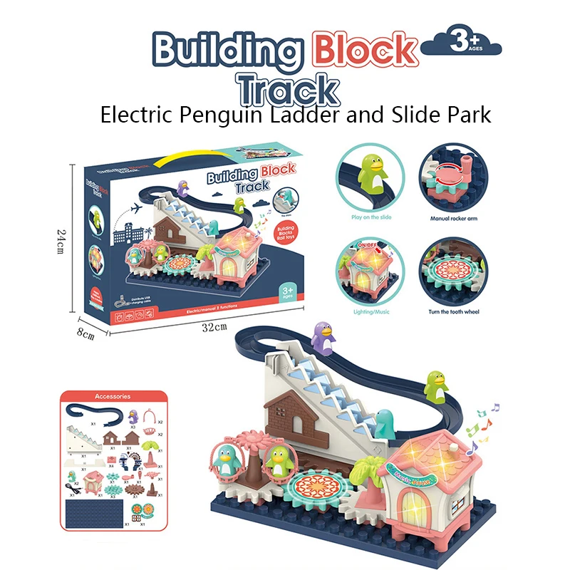 Crianças elétrico roda gigante slide railcar pista brinquedo com música luz montagem jogo interativo brinquedo educacional presente para o miúdo