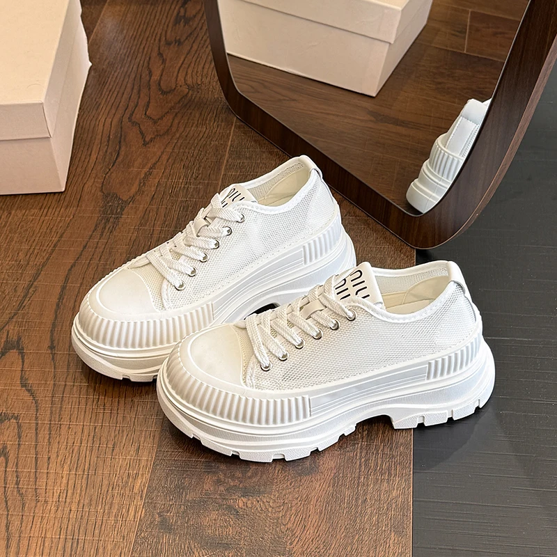 أحذية رياضية نسائية كلاسيكية من CRLAYDK ذات نعل سميك كاجوال برباط علوي أحذية نسائية صيفية قابلة للتنفس للمشي والتنس #3