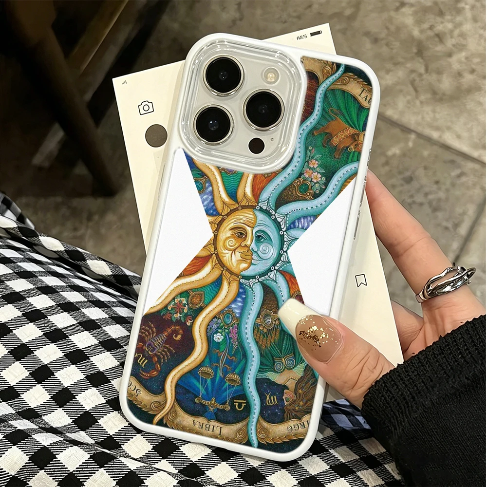 Sun And Moon Tarot Vintage Pattern Hard Case For Iphone 13 11 14 Plus 12 17 15 16 Pro Max Retro Design Cover