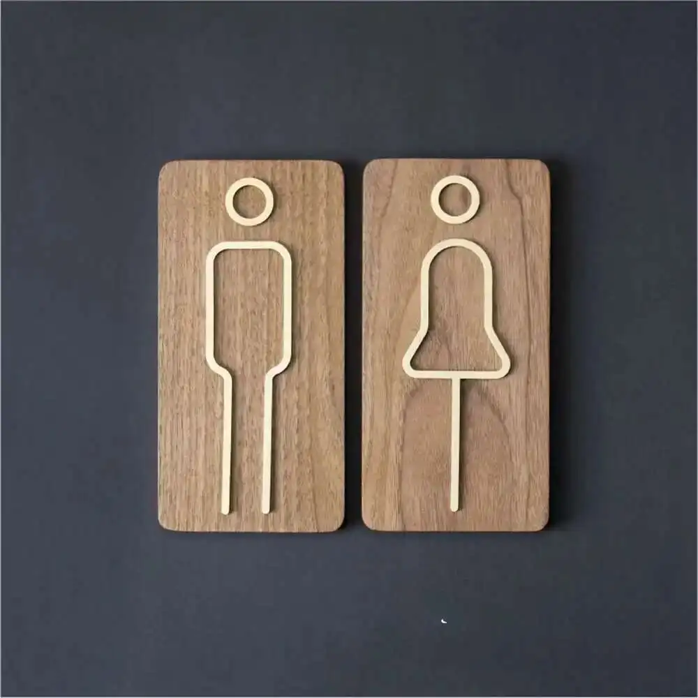 1pcs Creative Brass Toilet Logo Men's and Women's Toilet Doorplate Wash Room Sign Wc Plate Metal