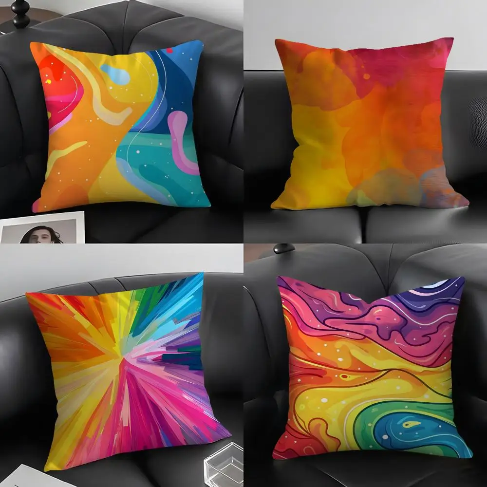 Rainbow Color Luxury Cushion Cover Pillowcase Ultra Soft Skin Friendly Fabric Cloud Like Comfort & Concealed Zipper