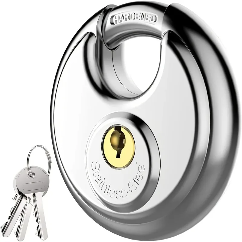 60MM Round Stainless steel Heavy Duty Key Lock Security Padlock Outdoor Gym Safely Door Lock Anti-theft Tools