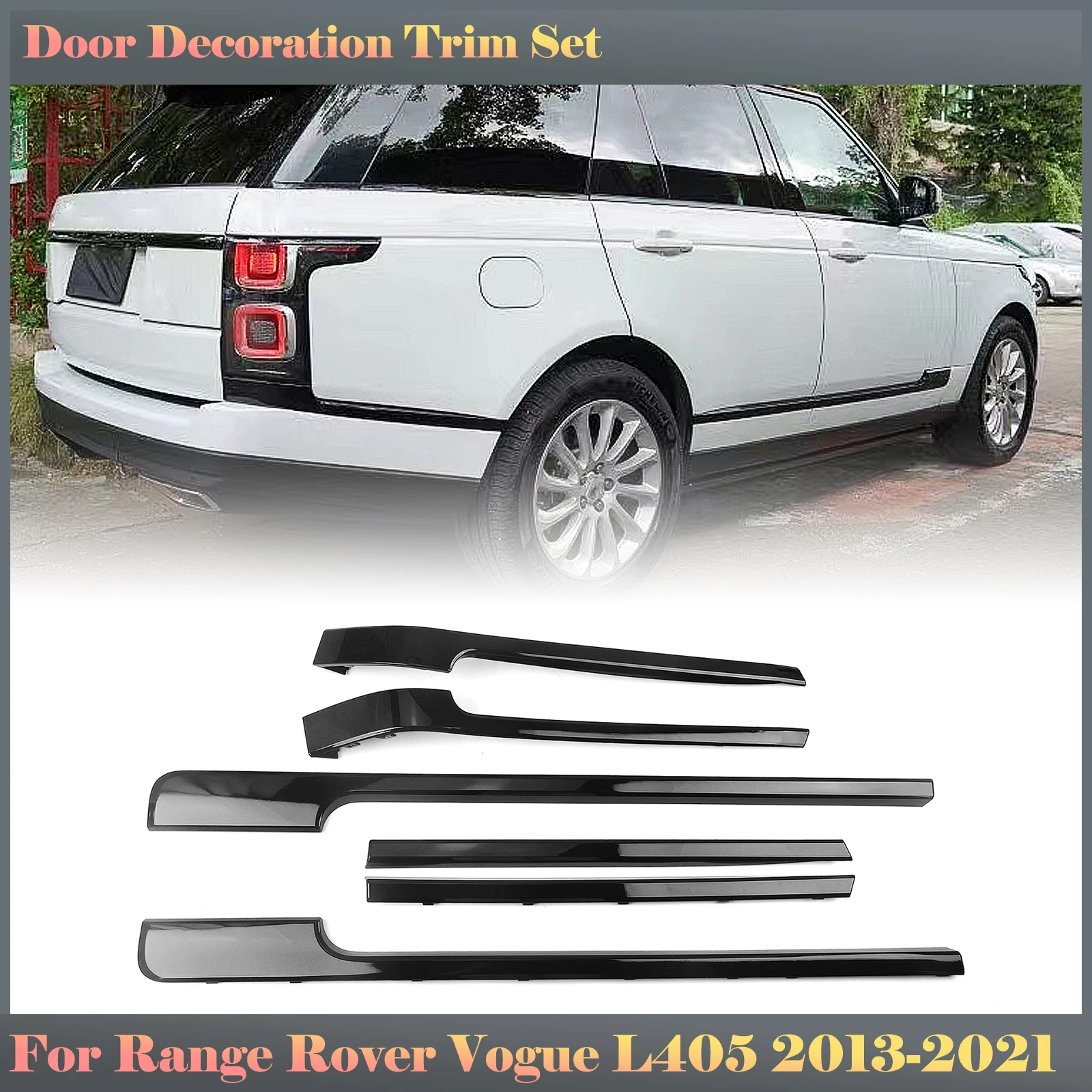 

For Land Rover Range Rover Vogue HSE L405 2013 2014 2015 2016 2017 2018 2019 2020 2021 Black Door Molding Trim Moulding Strips