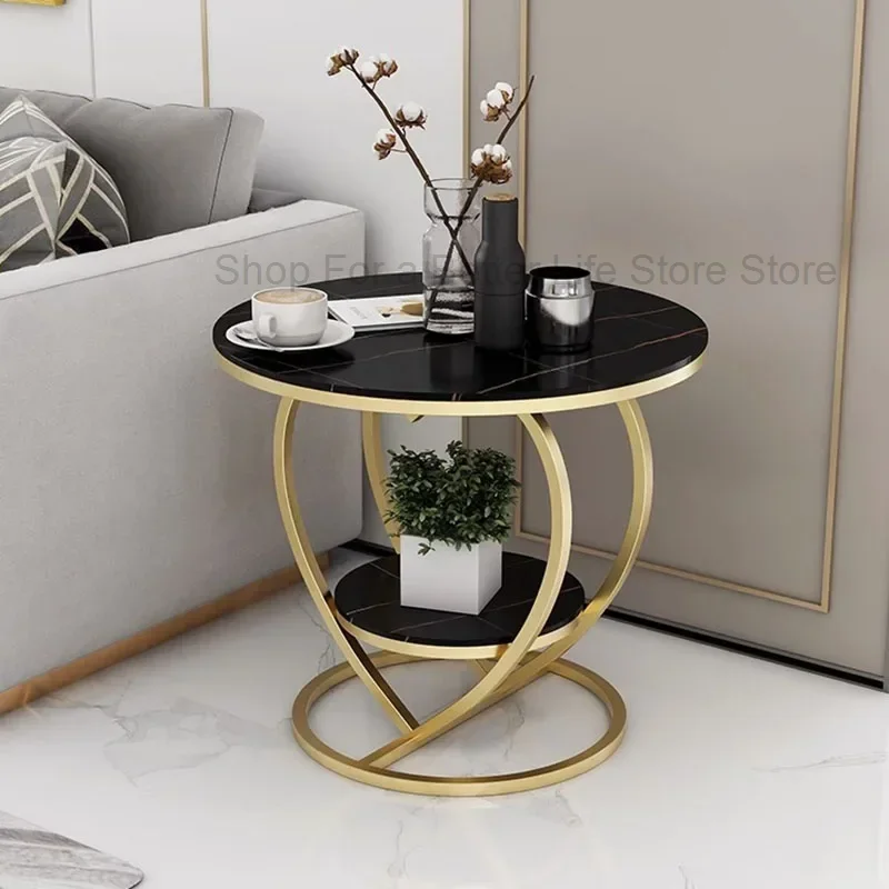 

Nordic Living Room Coffee Table Black Metal Marble Circle Tea Basses Small Coffee Tables Designer Gold Muebles Modern Furniture