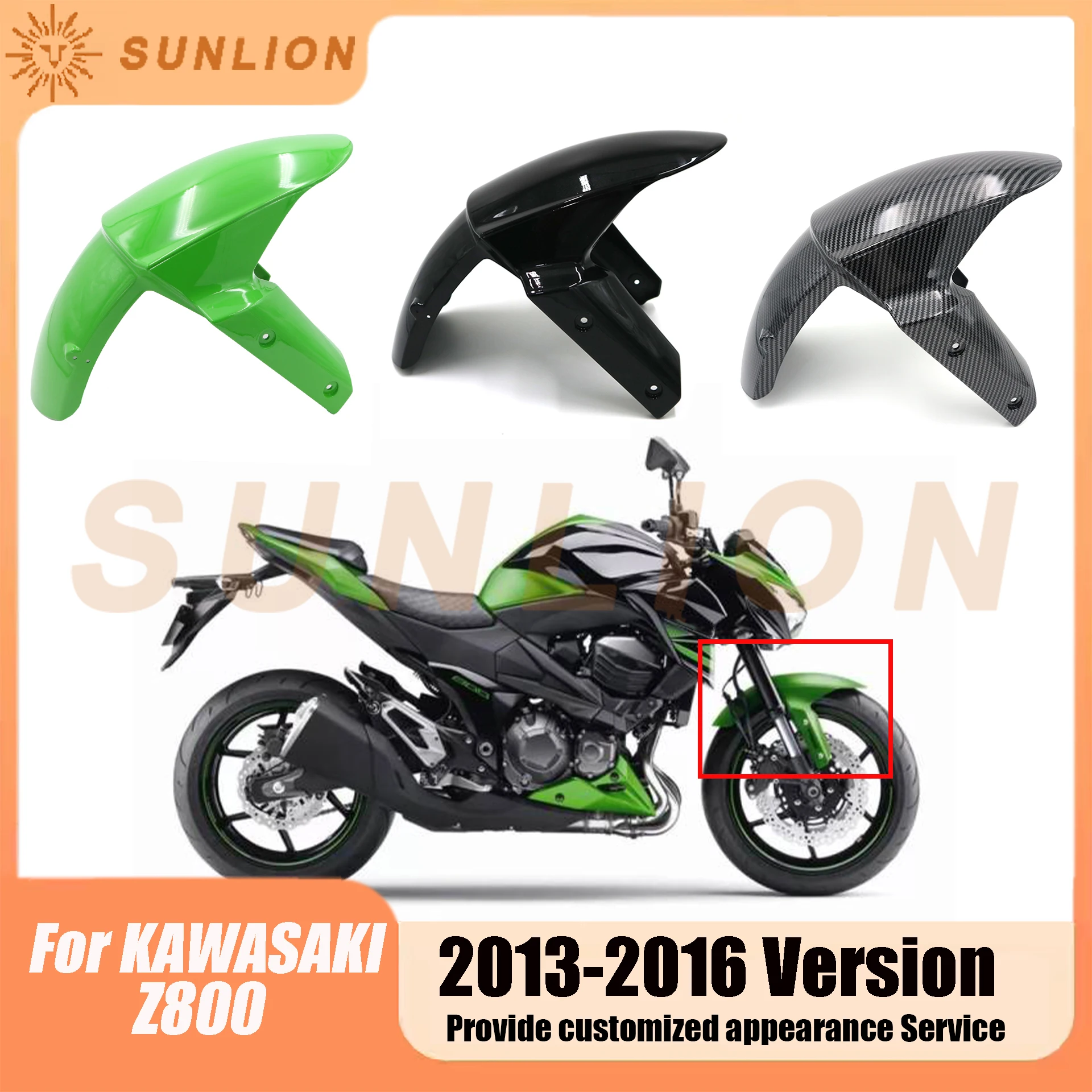 

For ABS Plastic Front Fender Fitr for z800 2013 2014 2015 2016 Z800 injection mode Motorcycle Frame Parts