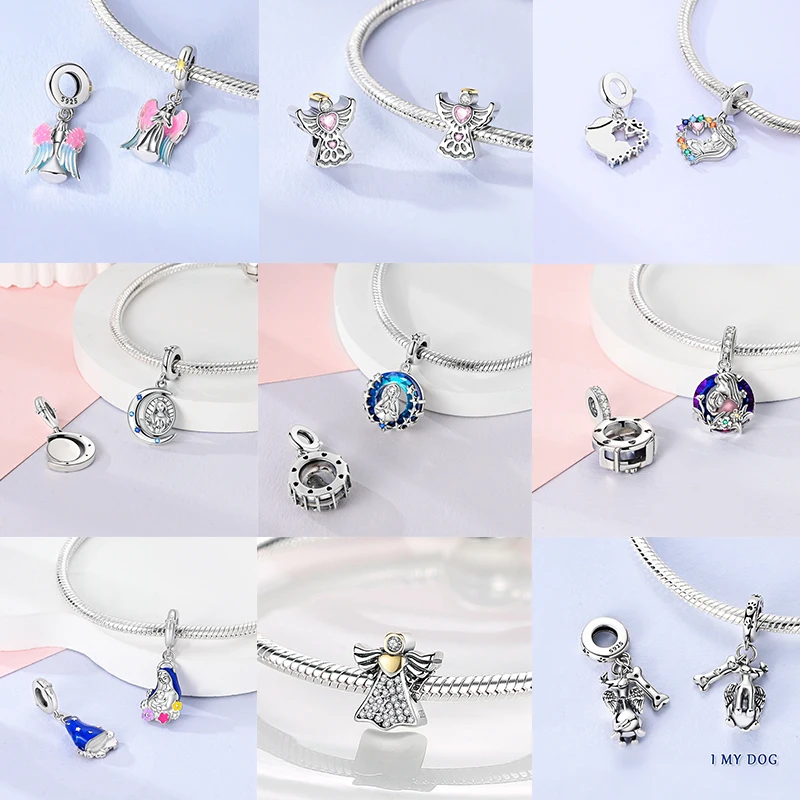 CZ Zirkon Engel-Schutzengel 925 Sterling Silber Goldener Jungfrau-Engel Anhänger Passend für Original Armreif Halskette Armband DIY Schmuck Geschenk – Detail 9