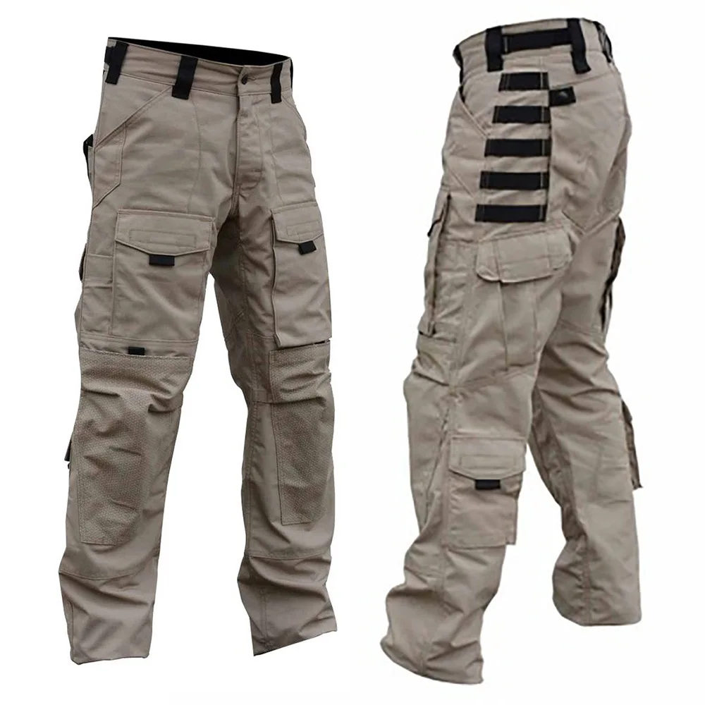 Men\'s Outdoor Loose Multi Pocket Workwear Pants Tactical Durable Training Pants Military Combat Wear-Resistant Hiking Trousers