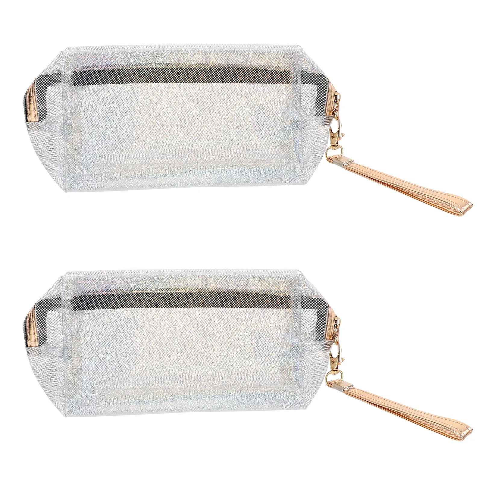 2 قطعة حقيبة مستحضرات تجميل شفافة لامعة حقيبة محمولة للسفر أدوات الزينة تخزين العناية الشخصية الحقيبة سستة إغلاق #2