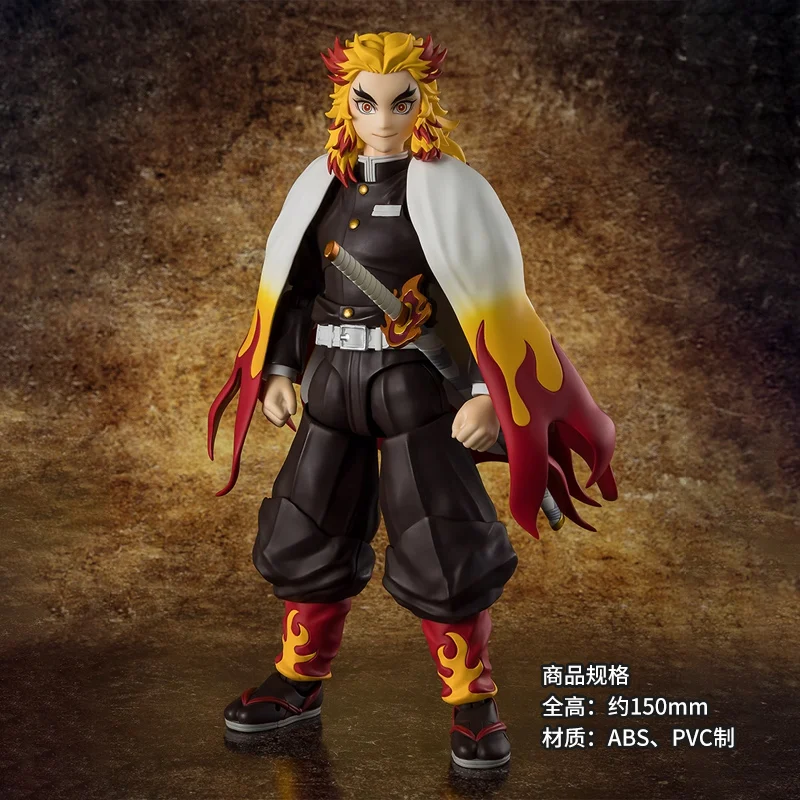 

100% Genuine BANDAI SHF Demon Slayer Kyojuro Rengoku Flame Hashira Articulated Action Figure Anime Collectible Toy Model Gift