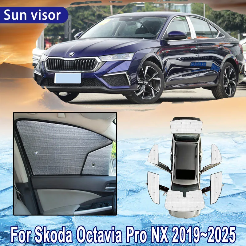 Samochodowa osłona przeciwsłoneczna do Skody Octavia Pro NX 2019 ~ 2025 2021 2022 Samochodowa osłona przeciwsłoneczna z pełnym pokryciem Przednia szyba Boczna osłona przeciwsłoneczna Akcesoria