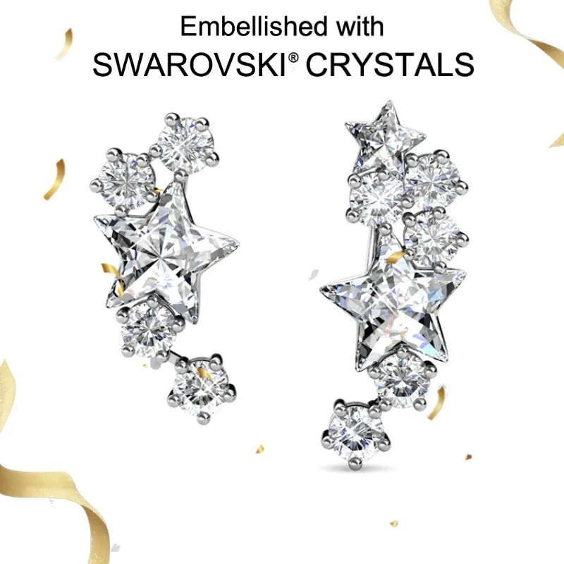 

Daisini из стерлингового серебра 925 пробы, изысканные звездные серьги, украшенные кристаллами Сваровски, украшения для пирсинга козелка для женщин