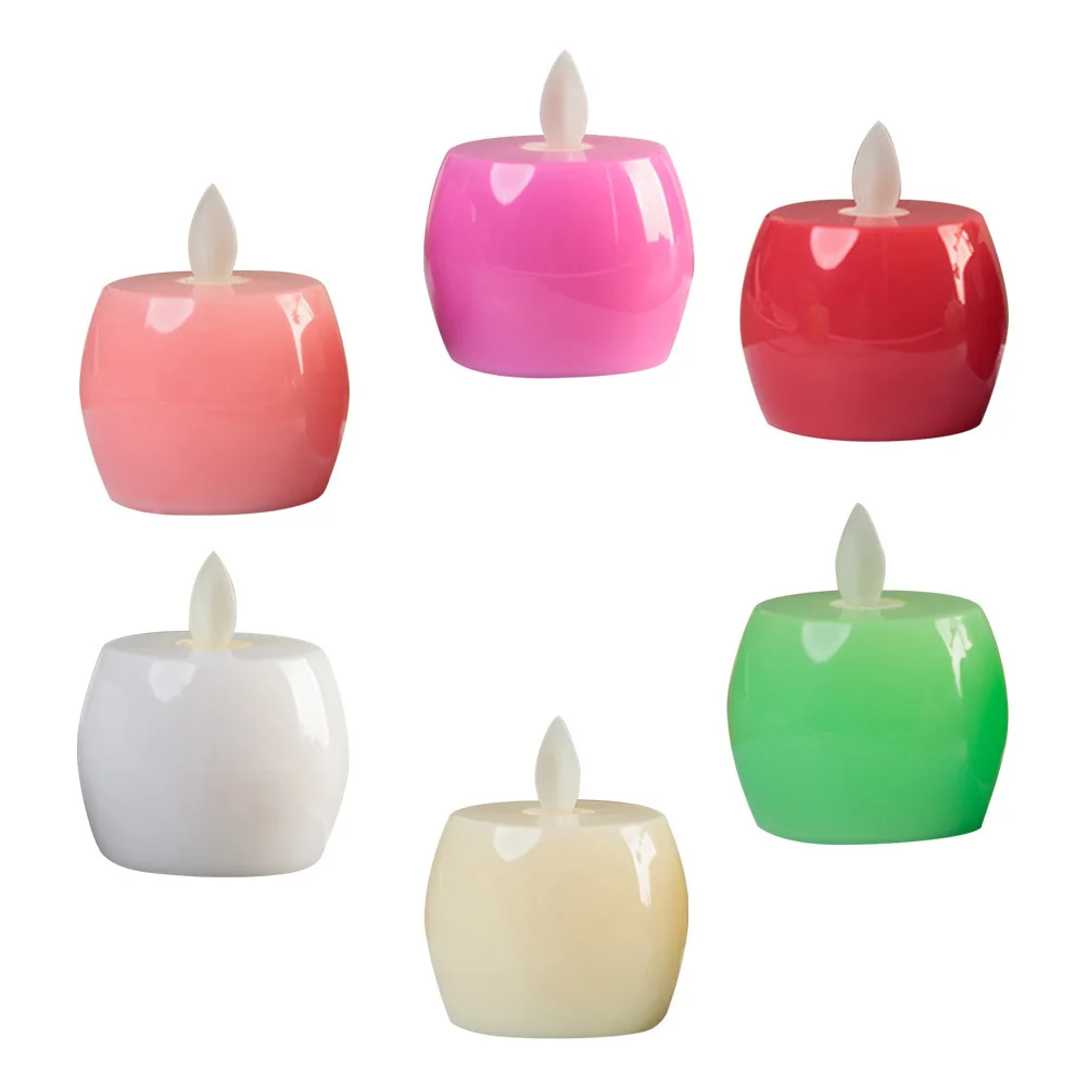 Led محاكاة أبل مصباح دافئ أصفر عديمة اللهب أضواء Tealight للمنزل بار مقهى الطرف الديكور ضوء الليل #5
