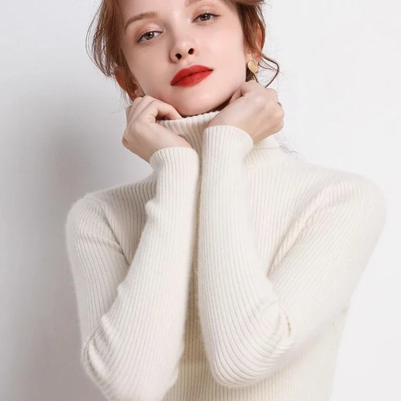 

Женские базовые однотонные теплые тонкие свитера, водолазка, вязаные мягкие пуловеры, женский осенне-зимний повседневный джемпер