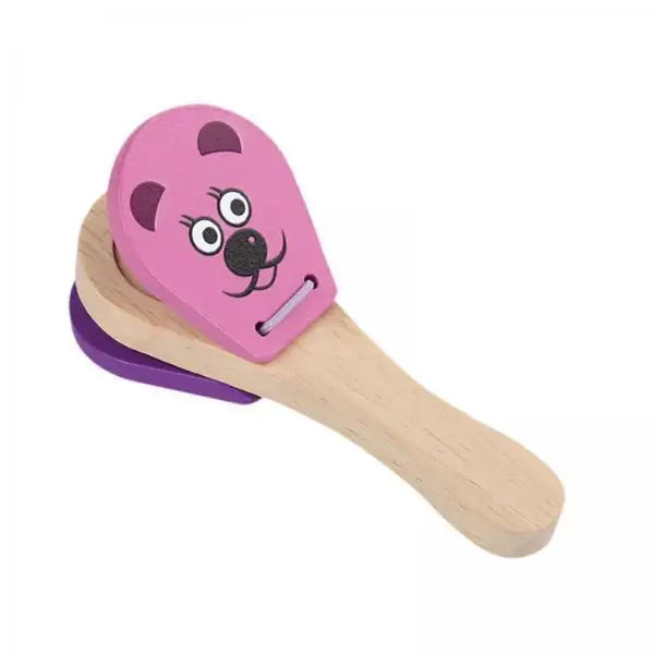 

Kids Percussion Wooden Castanets Toy Mini Hand Rattle Musical Instrument for Early Learning Gift