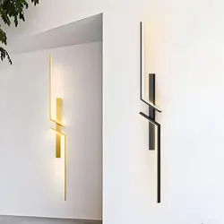 Minimalist Indoor LED Wall Lamp for Bedroom Living Room Wall Sconce for Home Decor Gold Black Interior Long strip LED Wall Light