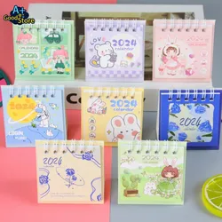 2024 Mini Table Desk Calendar Cute Cartoon Calendar Planner Schedule Kids Student Kawaii Stationery Table Calendar Memo Pad 1pcs