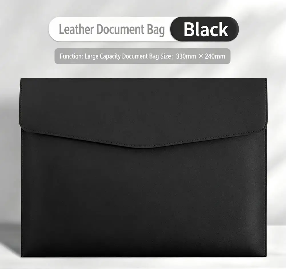 A4 Leather Document Bag For House Purchase Contract Storage, Business Office Folder And File Pocket