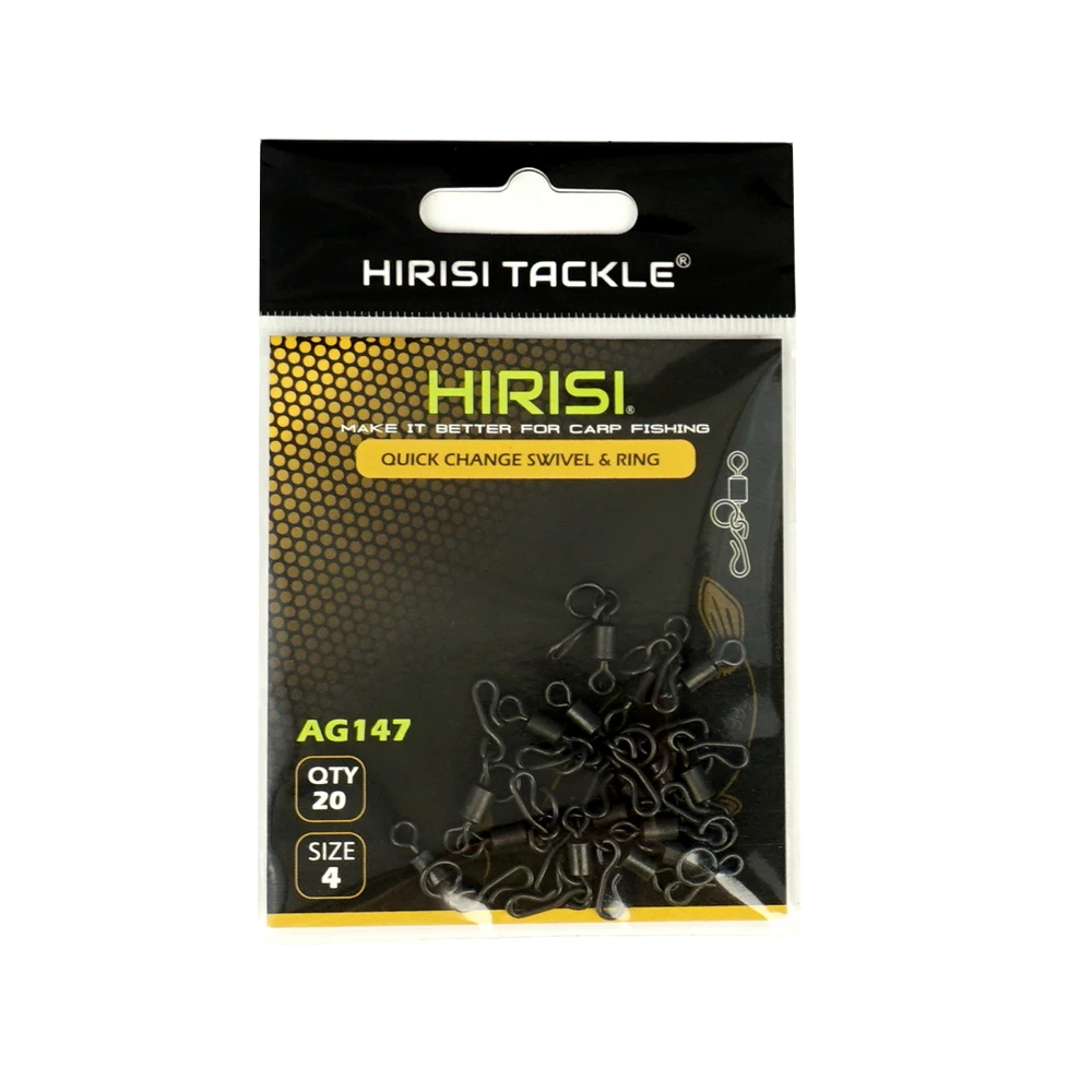 Hirisi AG147 20Pcs Carp Fishing Swivels Matt Black Quick Change Snap Swivels with Solid Rings Terminal Tackle for Carp Rigs view 6