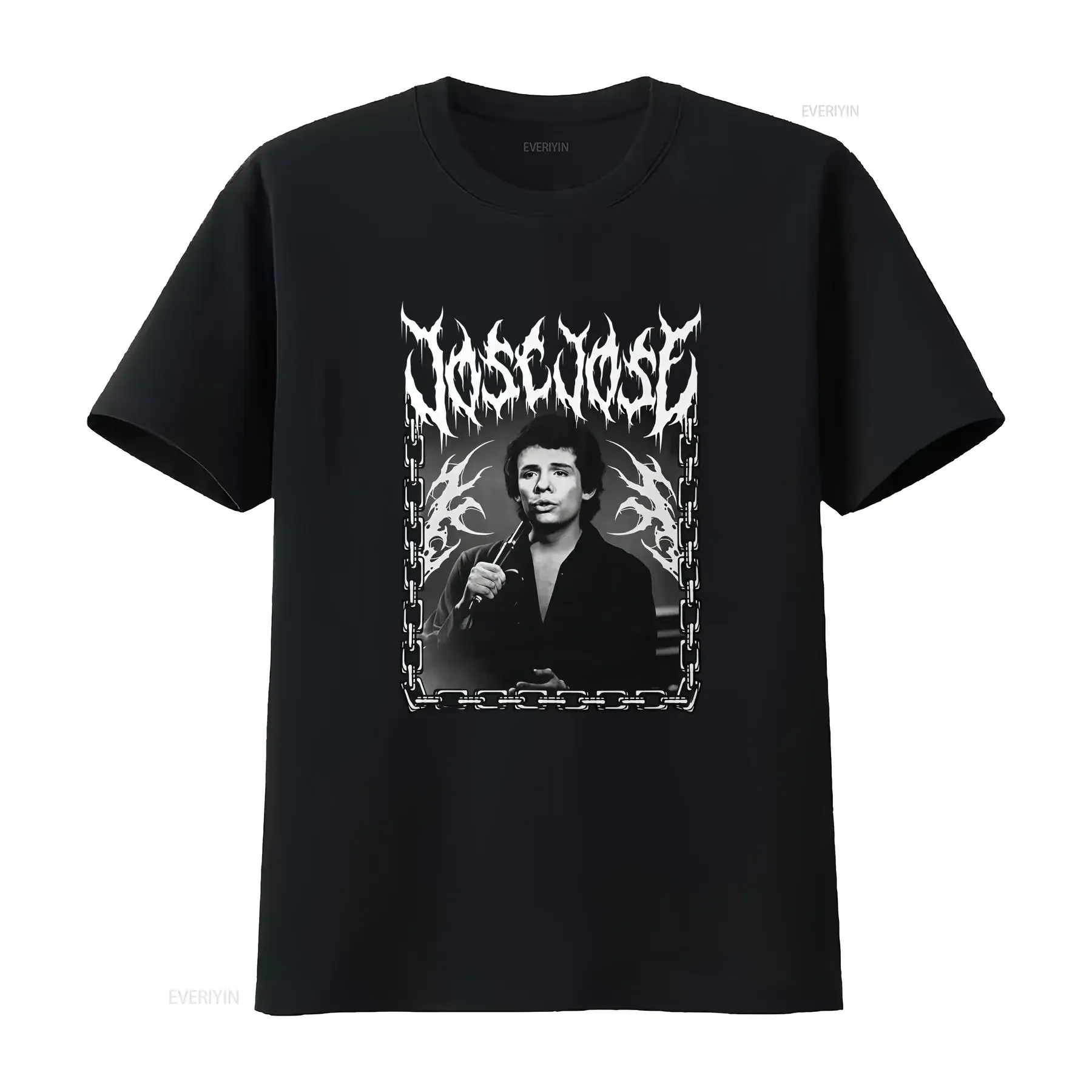 Camiseta Jose con letras de metal oscuro, estilo vintage, de la mano de Fan Mexican ArtisT El Principe de la Cancion, ropa de diseñador lavada, moda vintage