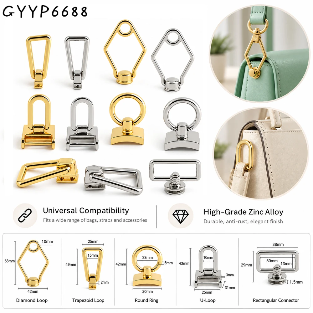 10/30/60PCS Metal Bag Handles Chain Hook Bag Side Clip Screw Buckles For Handbag Strap Connector Clasp DIY Keyring Accessories