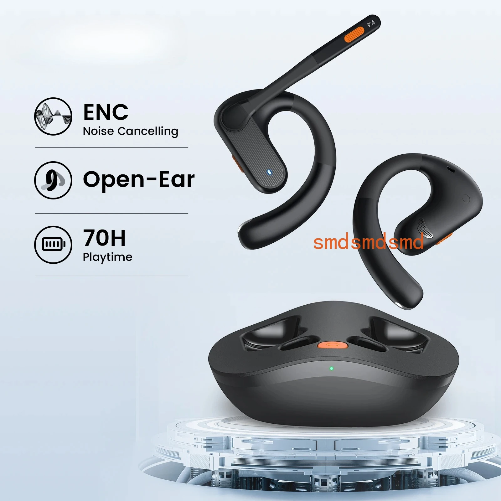 S30 Open Ear Wireless Bluetooth 5.3 Headphones with ENC Noise Cancelling Mic Air Conduction Headset 70H Playtime for Office