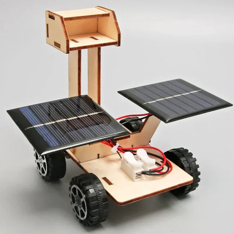 Wooden Solar Energy Lunar Rover Model Kids Science Toy Technology Physics Kit Learning Educational Toys for Children