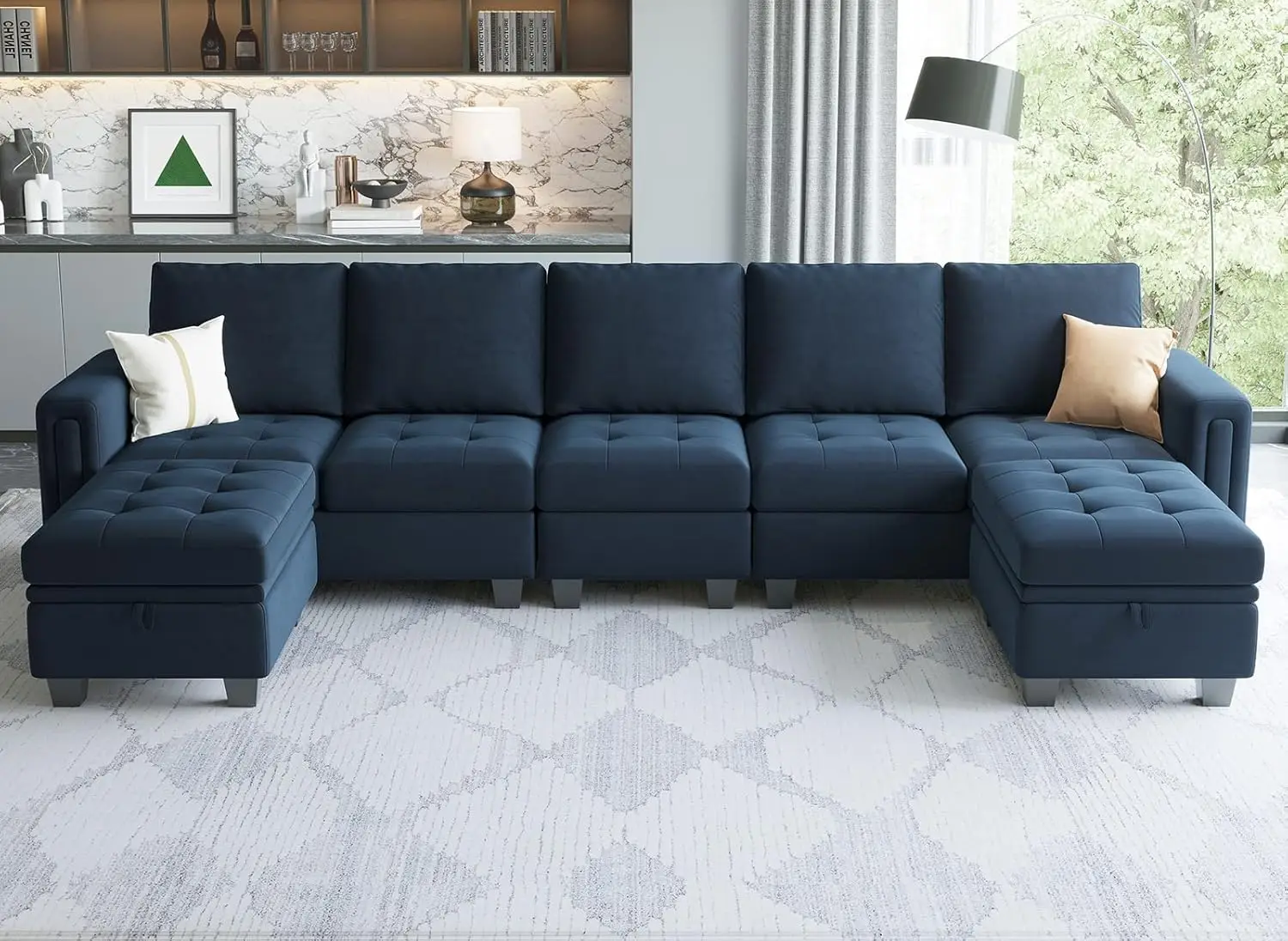 #Velvet Corner Seat Module for Modular Sectional Sofa,Interlocking Connector,Compact Apartment Living Room Furniture