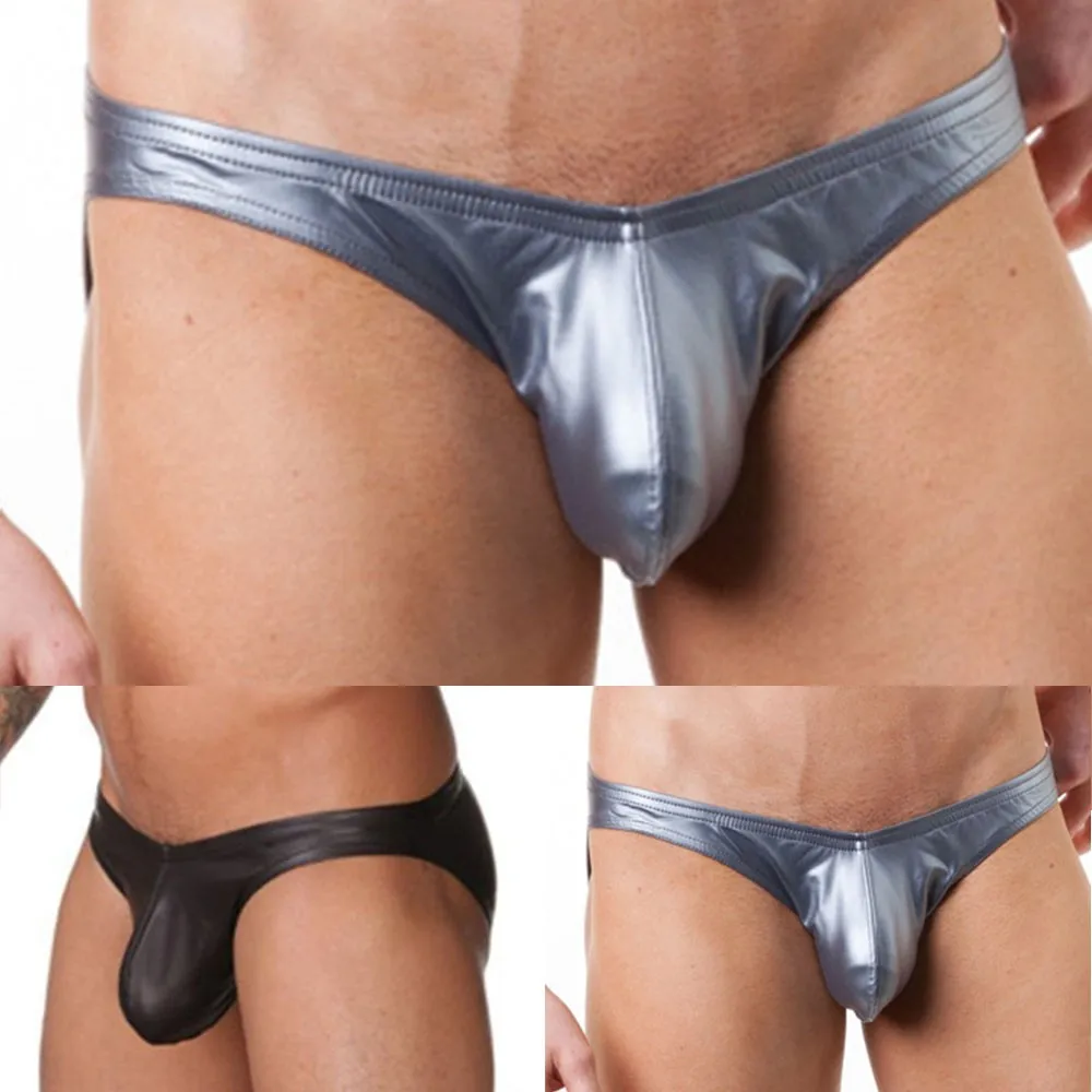 Трусики-стринги, трусы, нижнее белье, Новое поступление, мужские сексуальные U-образные выпуклые трусы из искусственной кожи, нижнее белье с низкой талией