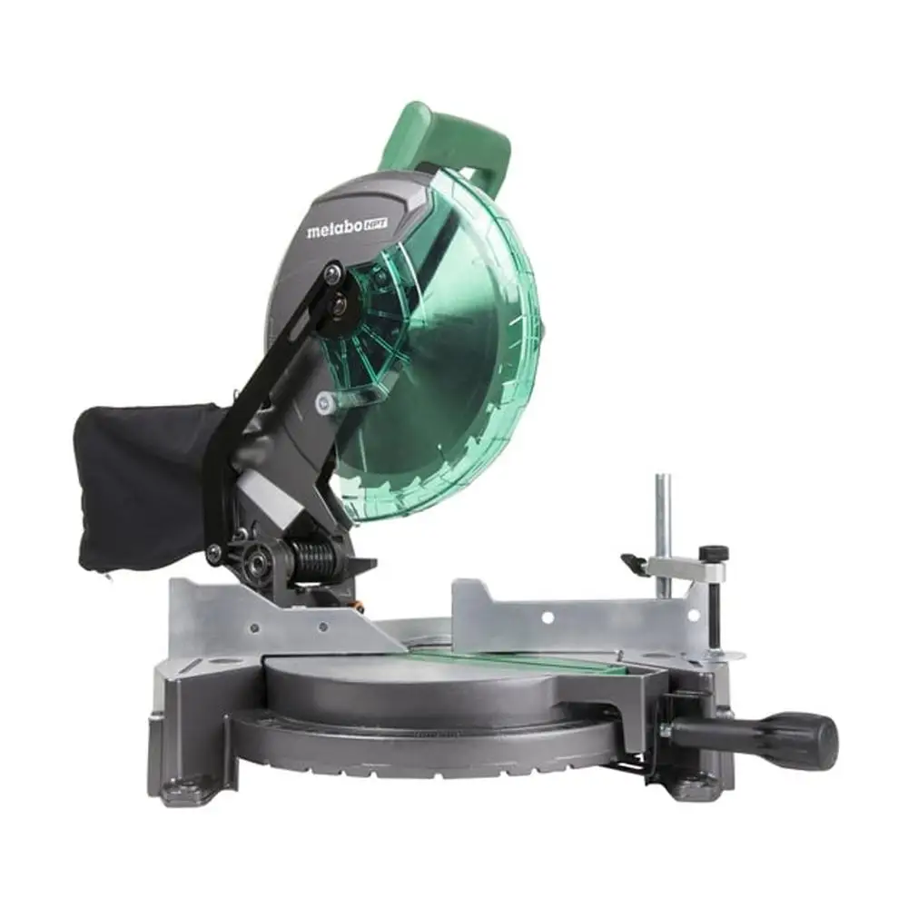 10 Inch Compound Miter Saw Lightweight Crosscut Bevel Cutting Tool 15 Amp Motor 5000 RPM Precise Adjustable Miter Angle 0-52