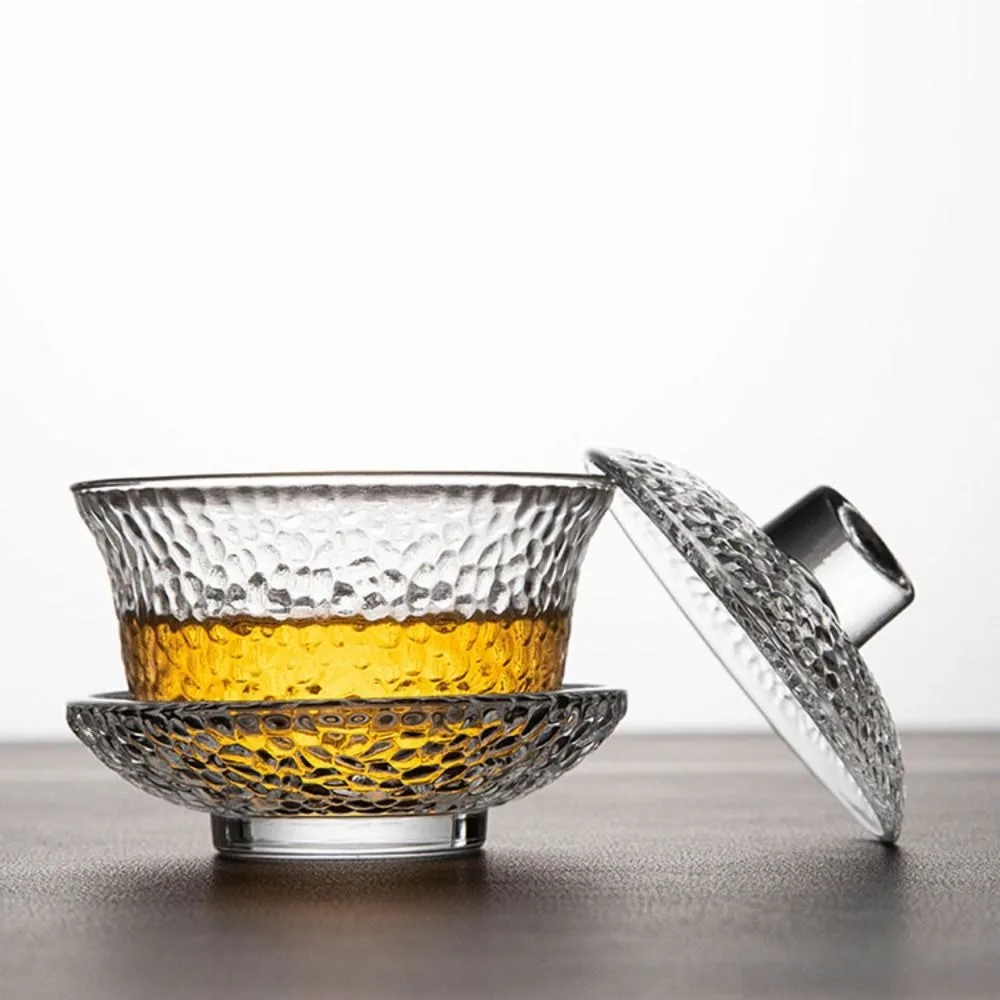 

Teaware 140ml Glass Gaiwan Thickened Transparent Tea Cup Punch Texture Chinese Traditional Tureen Chinese Restaurant