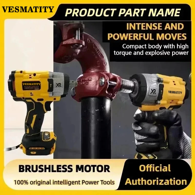 Vesmatity DDBS001 20V Brushless Impact Wrench High Torque Cordless Compact Tool For Professional Truck Repair Assembly