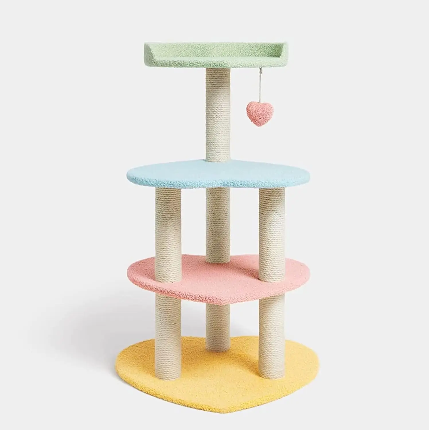 

Indoor cat tree tower with sisal grabbing columns and sweetheart shaped platform, multi-level cat tower activity center