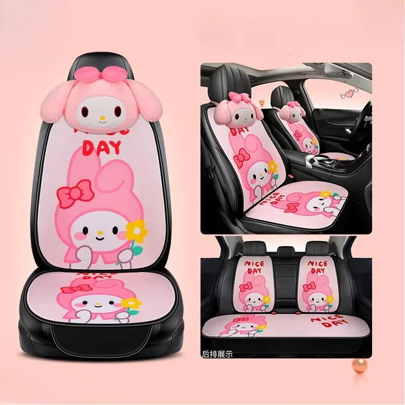 

Sanrio Melody Cartoon Car Seat Cushion Backrest Set Cotton and Linen Breathable Non-slip Kawaii Cinnamon Dog Interior